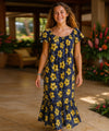 Long Muumuu Hawaiian Dress Navy