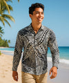 Tribal Long Sleeves Hawaiian Shirt Black
