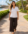Linen Palazzo Wide Leg Pants with Side Pockets Brow