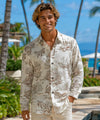Hawaiian Voyage Men's Long Sleeves Aloha Shirt Natural