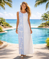 Side Border Prince Kuhio Long Maxi Dress White Long Maxi Dress