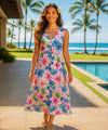 Side Pockets Cocktail Long Maxi Hawaiian Dress Pink