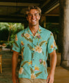 Short Sleeves Ceres Rayon Men's Hawaiian Shirt Green