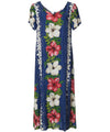 Rayon Cap Sleeves Panel Hawaiian Dress