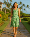 Pineapples Rayon Midi Hawaiian Dress Sage