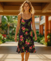 Mid Length Slip Black Hawaiian Dress Black