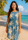 Easy pullover style Orchids Hawaiian Dress Slate