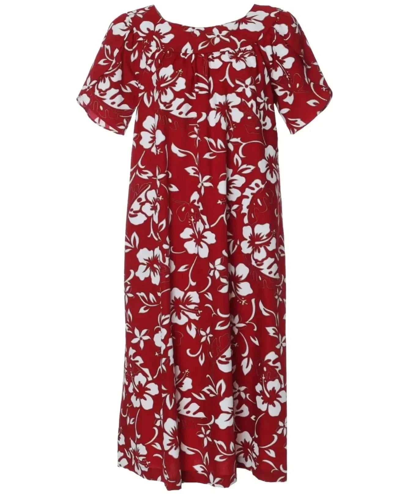 Short Pull Over Hibiscus Hawaiian Dress