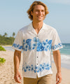 Ohua Aloha Men's Border Hawaiian Shirt Blue