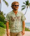 Ohua Aloha Men's Border Hawaiian Shirt Green
