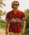 Ohua Aloha Men's Border Hawaiian Shirt Red