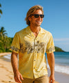 Ohua Aloha Men's Border Hawaiian Shirt Yellow
