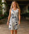 Hibiscus Watercolor Sleeveless Midi Dress Gray