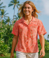 Short Sleeves Taro Relax Camp Ladies Blouse Coral