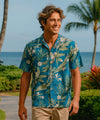 Relaxed Fit Open Collar Ginger Aloha Shirt Jade
