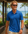 Pineapple Wrinkle-Free Polo Aloha Golf Shirt Blue
