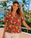 Pineapples Camp Women Hawaiian Shirt Rust