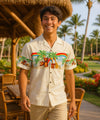 Short Sleeve Happy Aloha Men's Border Hawaiian Shirt Cream