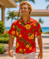 Puunene Hibiscus Tropical Aloha Shirt Red