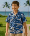 Pacific Hawaiian Boys Aloha Shirt Blue