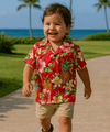 Hibiscus Valley Cotton Boys Aloha Shirt Red