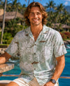 Relax Fit Men's Polycotton Outrigger Sage Hawaiian Shirt