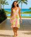 Orchids Short Hawaiian Dress with Scarf Hem Pink