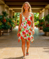 Short Hawaiian Dress with Scarf Hem Aqua