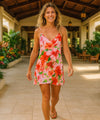 Short Hawaiian Dress with Scarf Hem Coral