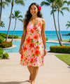 Short Hawaiian Dress with Scarf Hem Coral