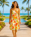 Short Hawaiian Dress with Scarf Hem Cream