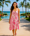 Makapu Short Rayon V-Neck Dress w/ Scarf Hem Pink