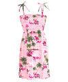 Flamingos Smock Tube-Top Short Hawaiian Dress