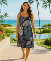 Short Sleeve Poly Spandex Tropical Hawaiian Dress Navy