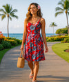 Spaghetti Strap Hawaiian Heliconia Dress Red