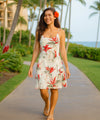 Spaghetti Strap Hawaiian Heliconia Dress Cream