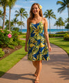 Malahini Short Hawaiian Dress Navy
