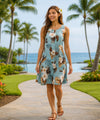 Short Tank Hibiscus Rayon Dress Turquoise