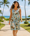 Short Tank Hibiscus Rayon Dress Turquoise