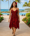 Palao Relax Waiste Rayon Hawaiian Dress Red
