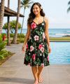 Short Hawaiian Dress Sleeveless Bodice Style Black