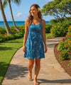 Sleeveless Style Short Rayon Hawaiian Dress Navy