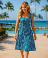 Sleeveless Style Short Rayon Hawaiian Dress Navy