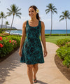 Sleeveless Style Short Rayon Hawaiian Dress Teal