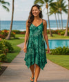 Aloha Palm Short Pull Over Hawaiian Dress Teal