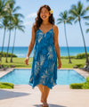 Short V-Neckline Bodice Style Hawaiian Dress Navy