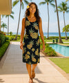 Pine Short Hawaiian Dress Sleeveless A-Line Navy