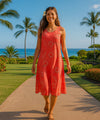 Short Hibiscus Rayon Hawaiian Dress Coral