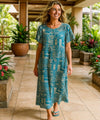 Sweetheart Neckline Rayon Hawaiian Muumuu Teal