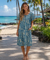 Sweetheart Neckline Rayon Hawaiian Muumuu Teal Short Muumuu Dress